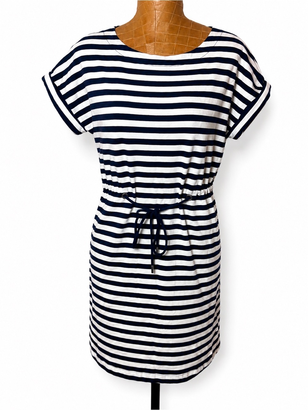 Tommy Bahama Navy & White Striped Drawstring Waist Dress XS
